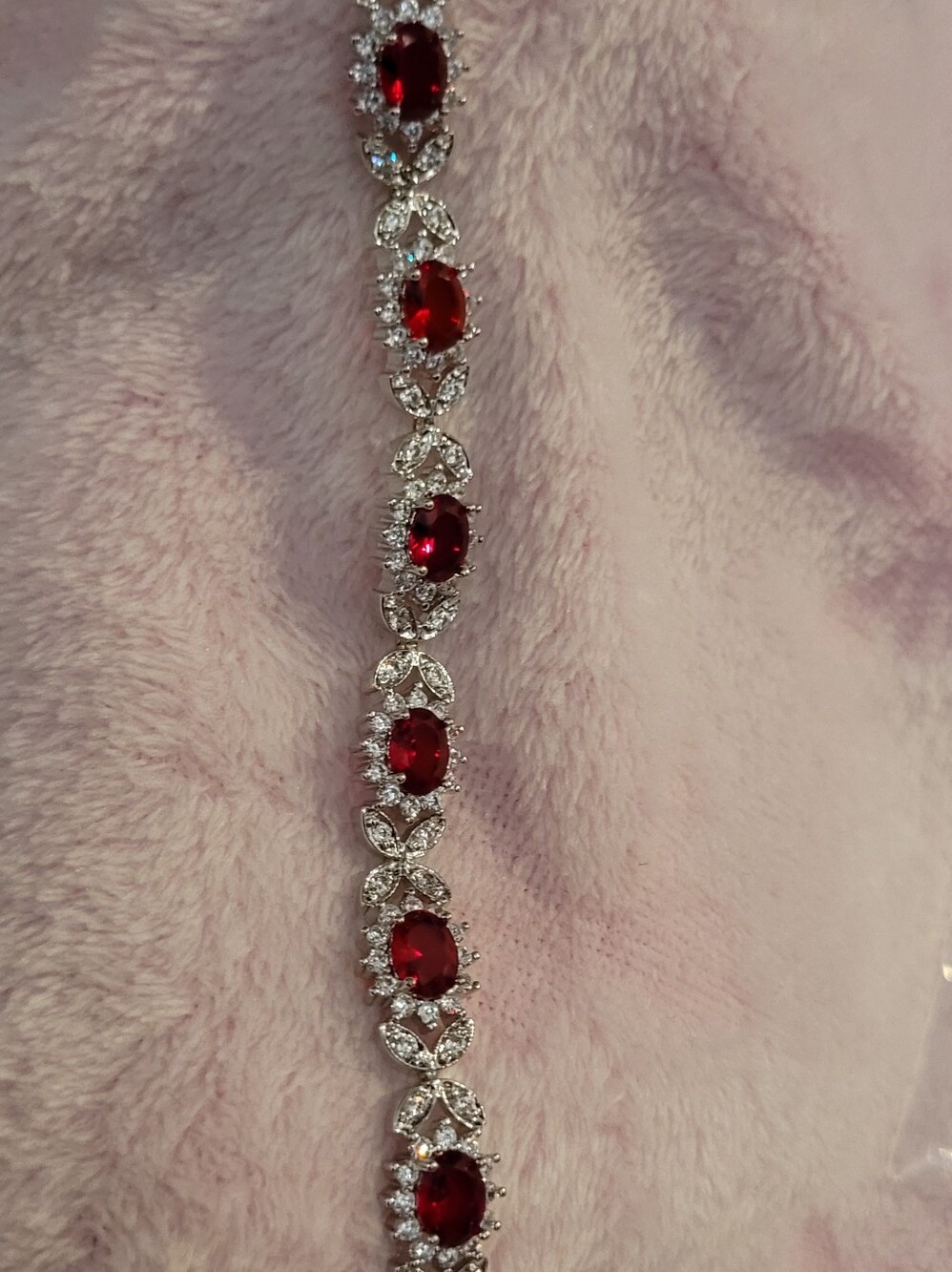 3 For $20 Elegant Red Crystal Tennis Bracelet, Blue Sterling and Multi Colored.